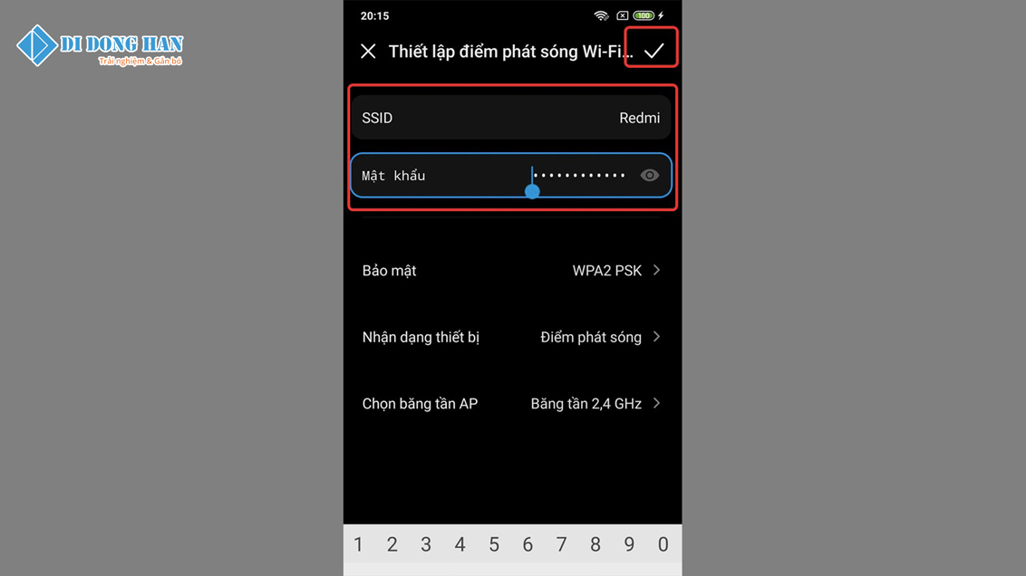 thiết lập tên và mật khẩu cho điểm phát sóng di động Xiaomi
