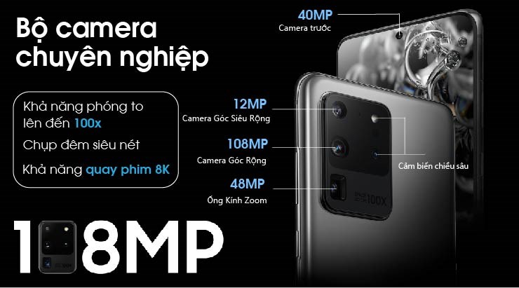 camera sau của Galaxy S20 ultra 5G xách tay Hàn quốc