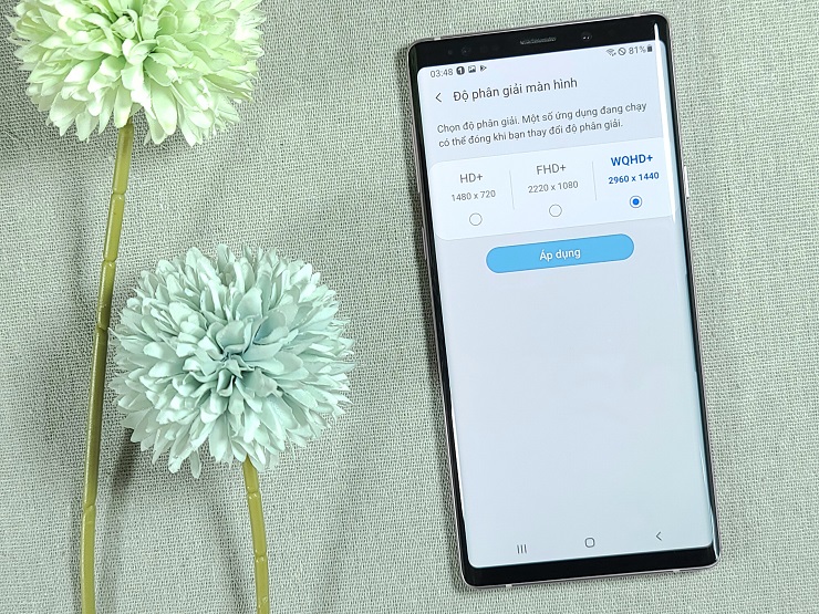 Độ phân giả 2K trên Galaxy Note 9 xách tay Hàn Quốc